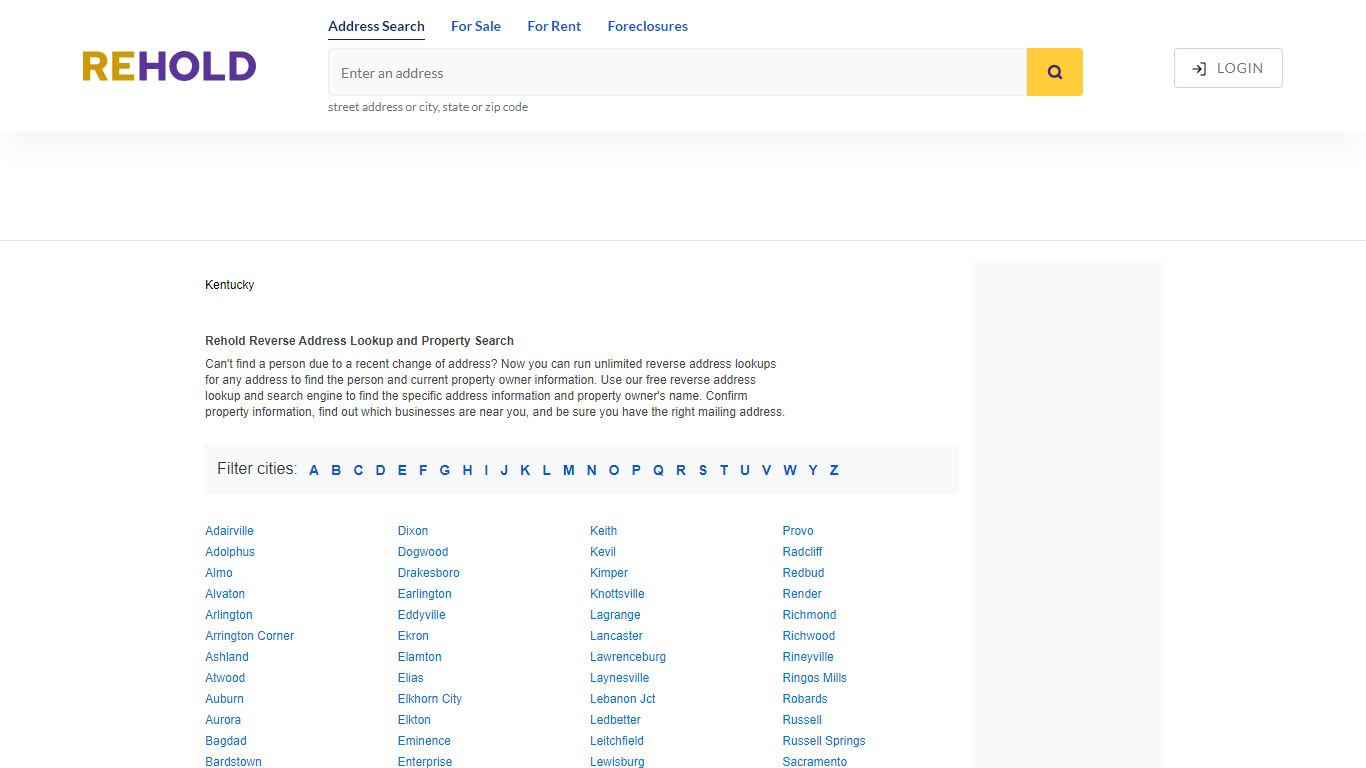 Address Directory - Kentucky - Rehold
